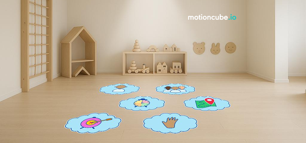 Mini Scenariusz z chmurkami dla dziecięcych historyjek — Maty Animacyjne Motioncube